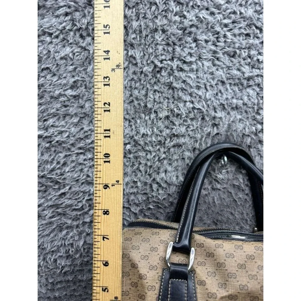Vintage 80's Gucci‎ GG Monogram Canvas Mini Boston Top Handle Satchel Bag Brown